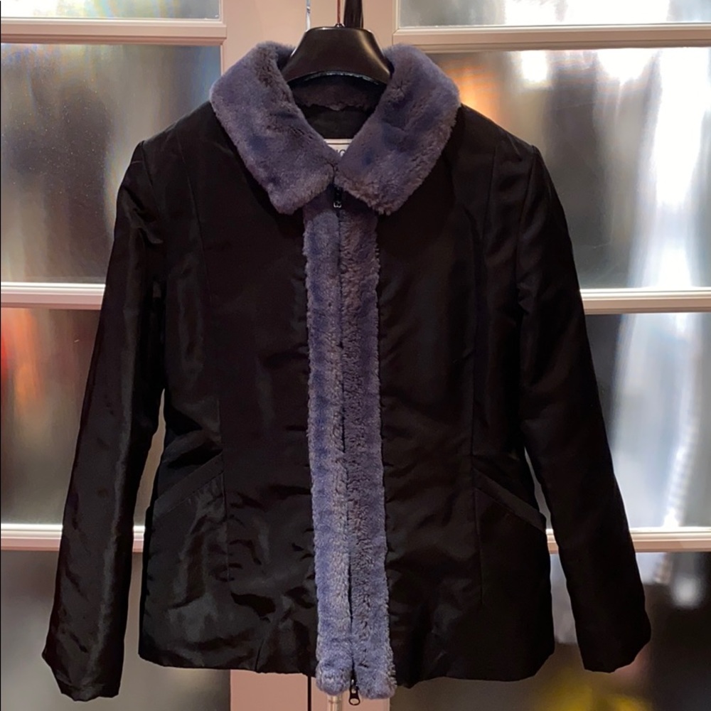 Black jacket with faux fur trim